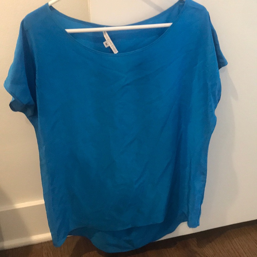 Amanda uprichard blue satin silk shirt